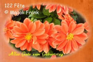 122-Fête-Dahlia-avec-cadre-orange-Geburtstag-